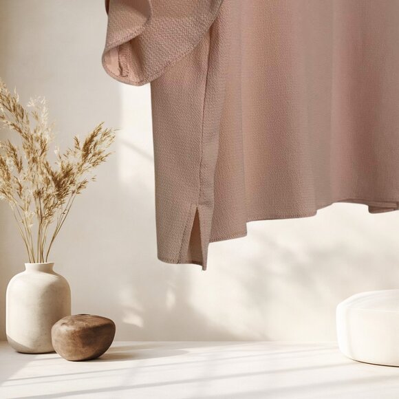 Vince Camuto Tiered Ruffle Sleeve Blouse Size L | Neutral Peachy Beige - Picture 5 of 11